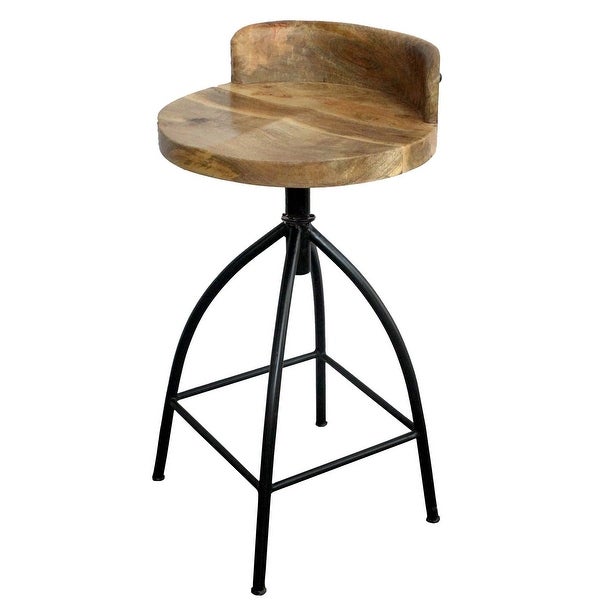 25-31 Inch Industrial Style Counter Height Stool with Adjustable Swivel Seat， Brown， Black