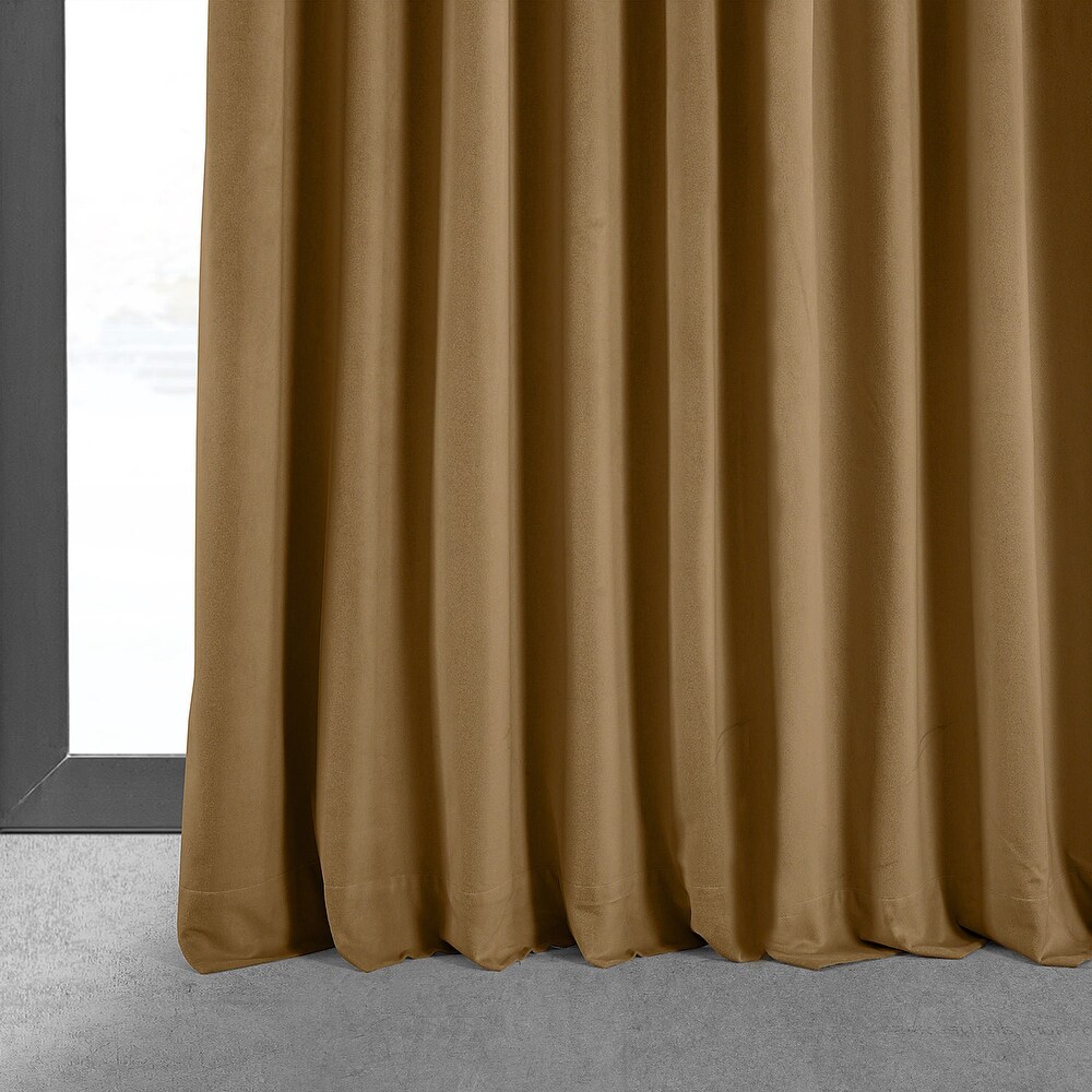 Exclusive Fabrics Signature Extra Wide Amber Gold Velvet Blackout Curtain (1 Panel)   Luxurious Blackout Drapery