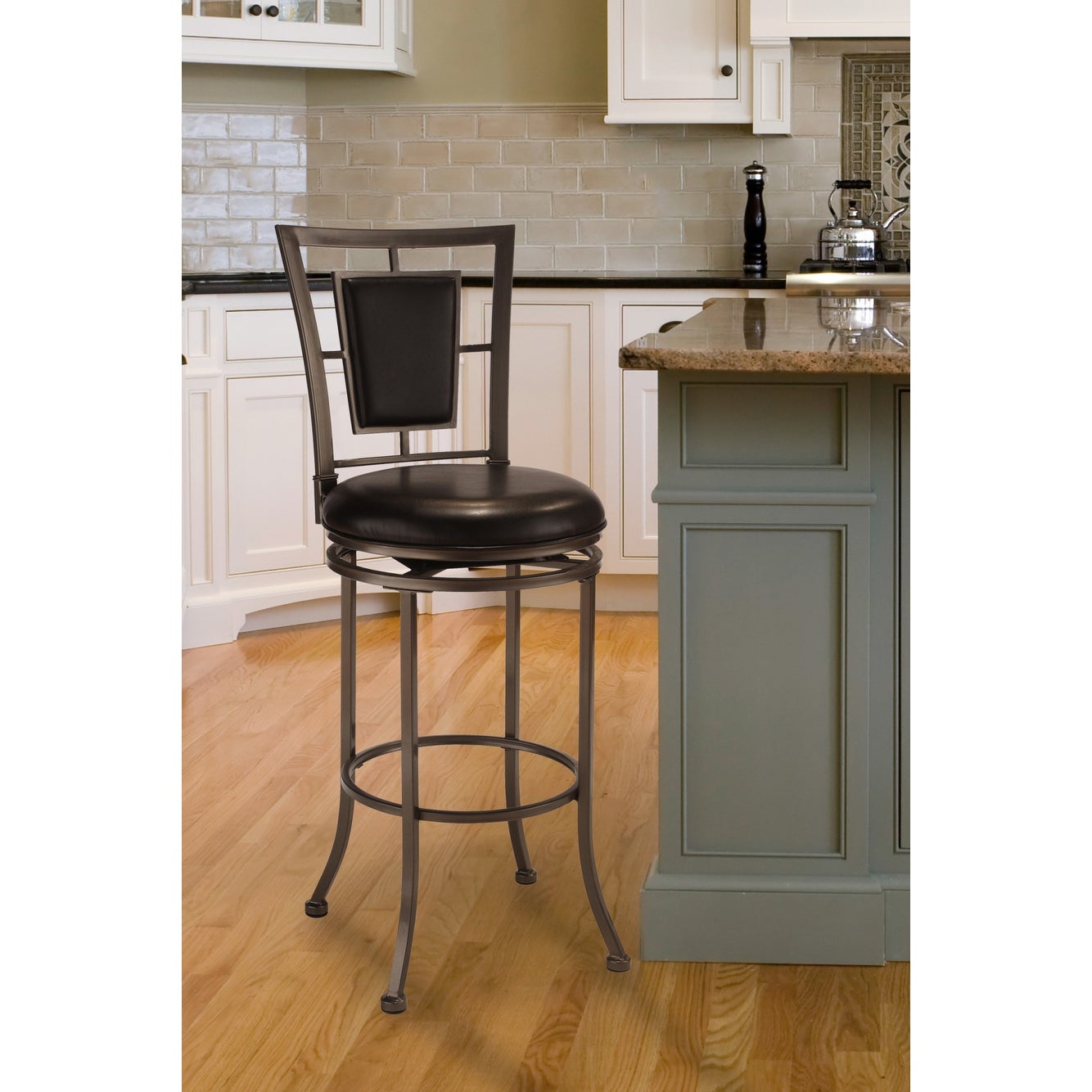 Auckland Metal Counter Height Swivel Stool， Stone Gray