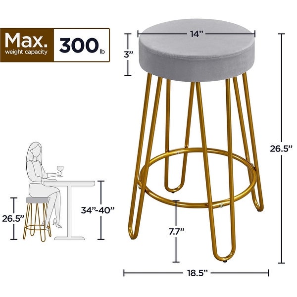 Yaheetech 2PCS Upholstered Counter Stools with Round Backless Seat