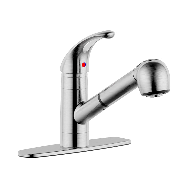 Ultra Faucets UF12003 Stainless Steel Single Handle Kitchen Faucet with Pull Out Spray