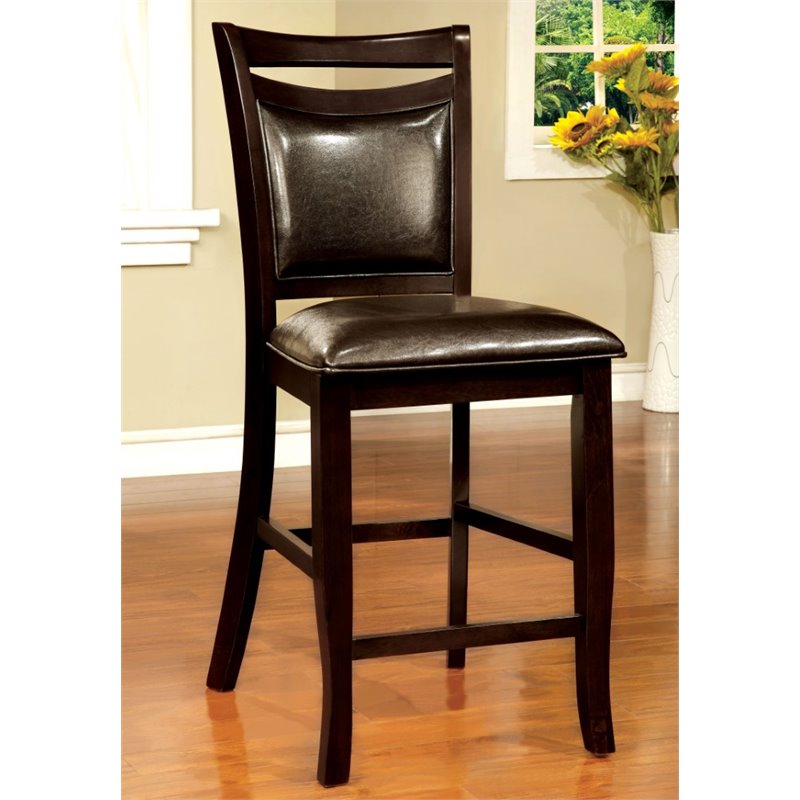 Furniture of America Arriane Espresso Faux Leather Counter Chair (Set of 2)