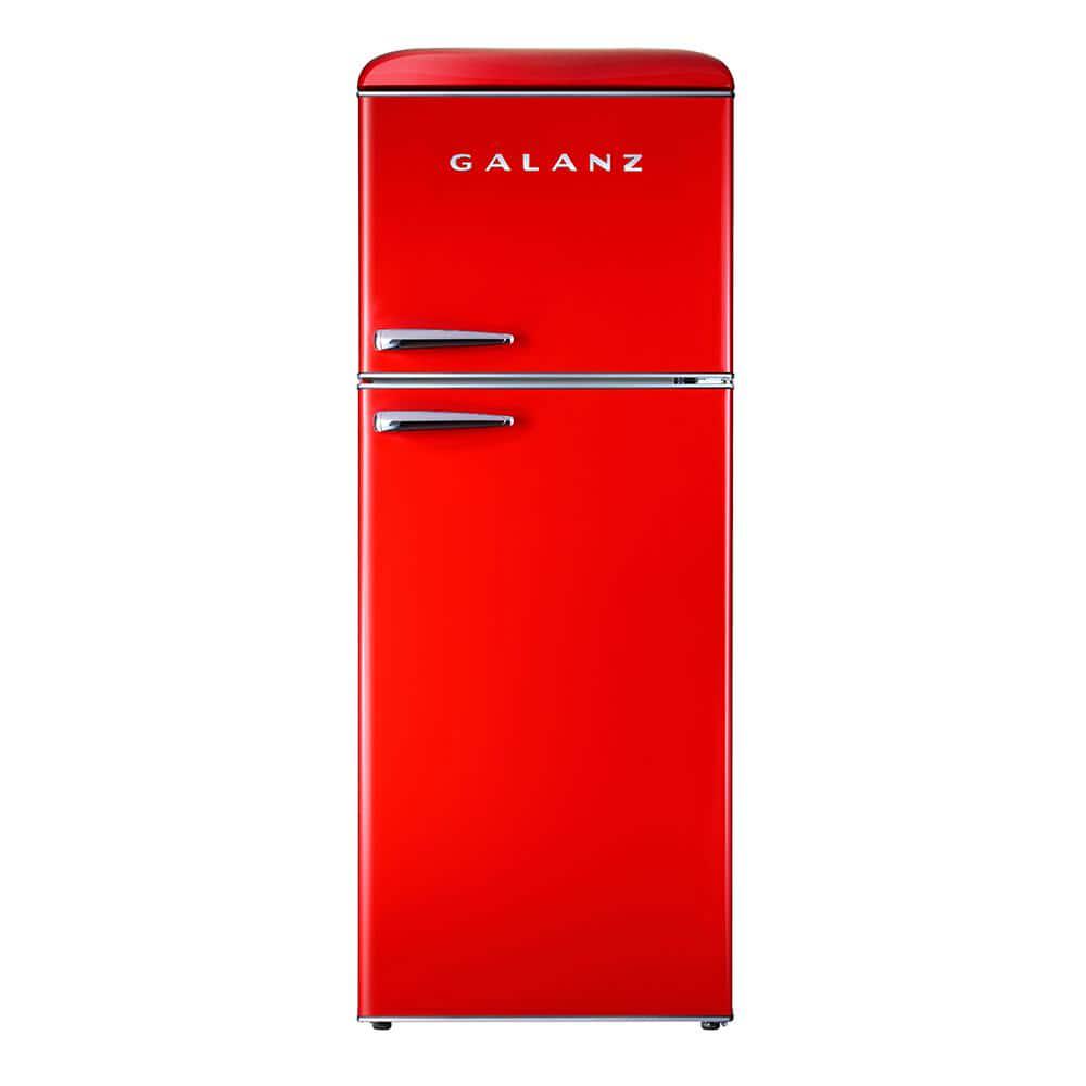 Galanz 100 cu ft Retro Top Freezer Refrigerator with Dual Door True Freezer Frost Free in Red