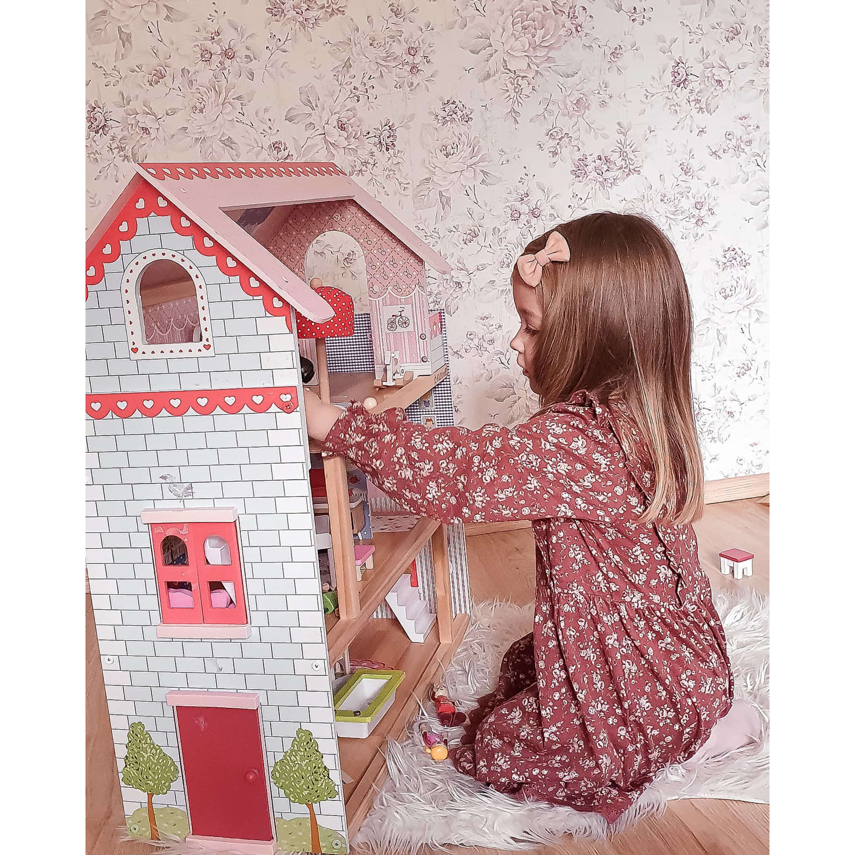 KidKraft Chelsea Doll Cottage Wooden Dollhouse with 16 Accessories， for 5-Inch Dolls