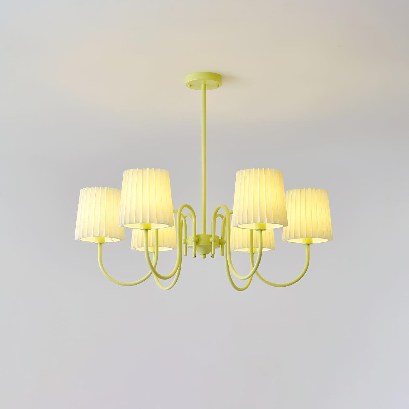 Pleated Fabric Matcha Chandelier