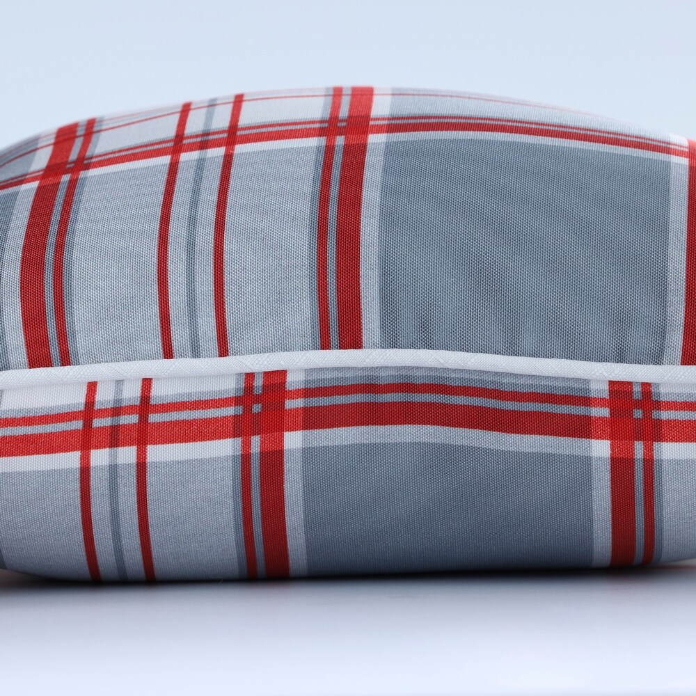 Pillow Perfect Christmas Outdoor Reversible Throw Pillow in Merry Christmas Plaid  18 X 18 X 5   18 X 18 X 5