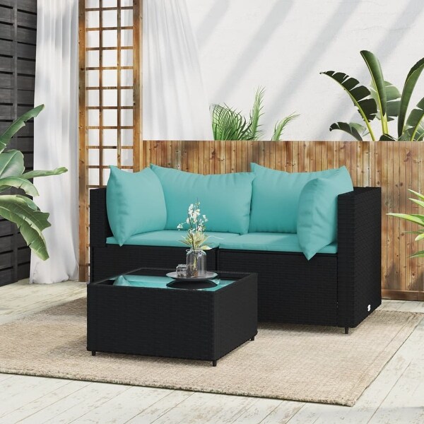 vidaXL Patio Lounge Set with Cushions Brown/Black/Gray Poly Rattan