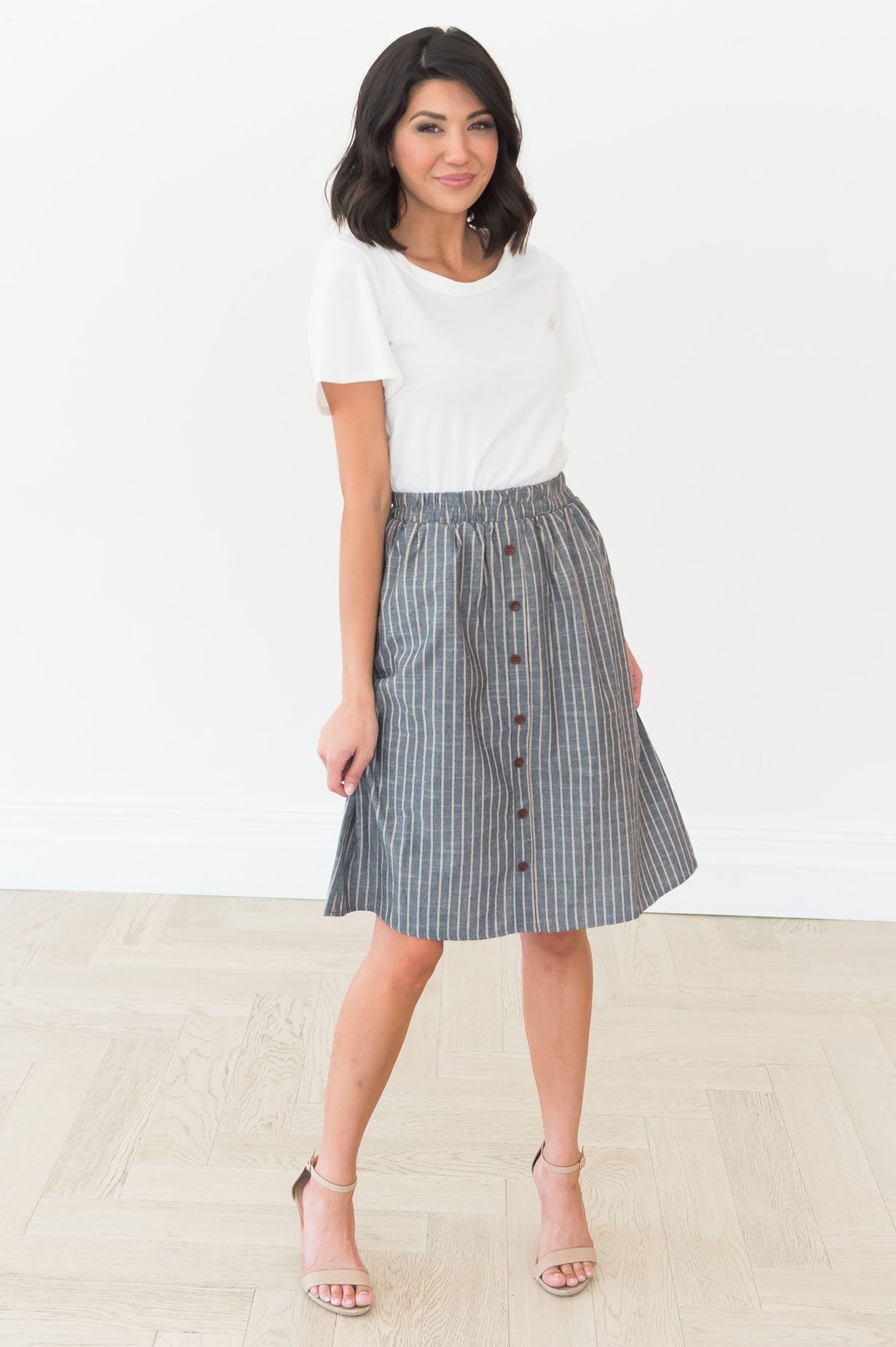 Burst Of Joy Striped Button Skirt