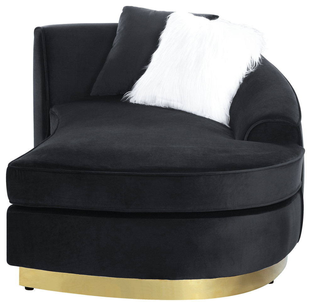 ACME Achelle Chaise With 2 Pillows  Black Velvet   Contemporary   Indoor Chaise Lounge Chairs   by Acme Furniture  Houzz