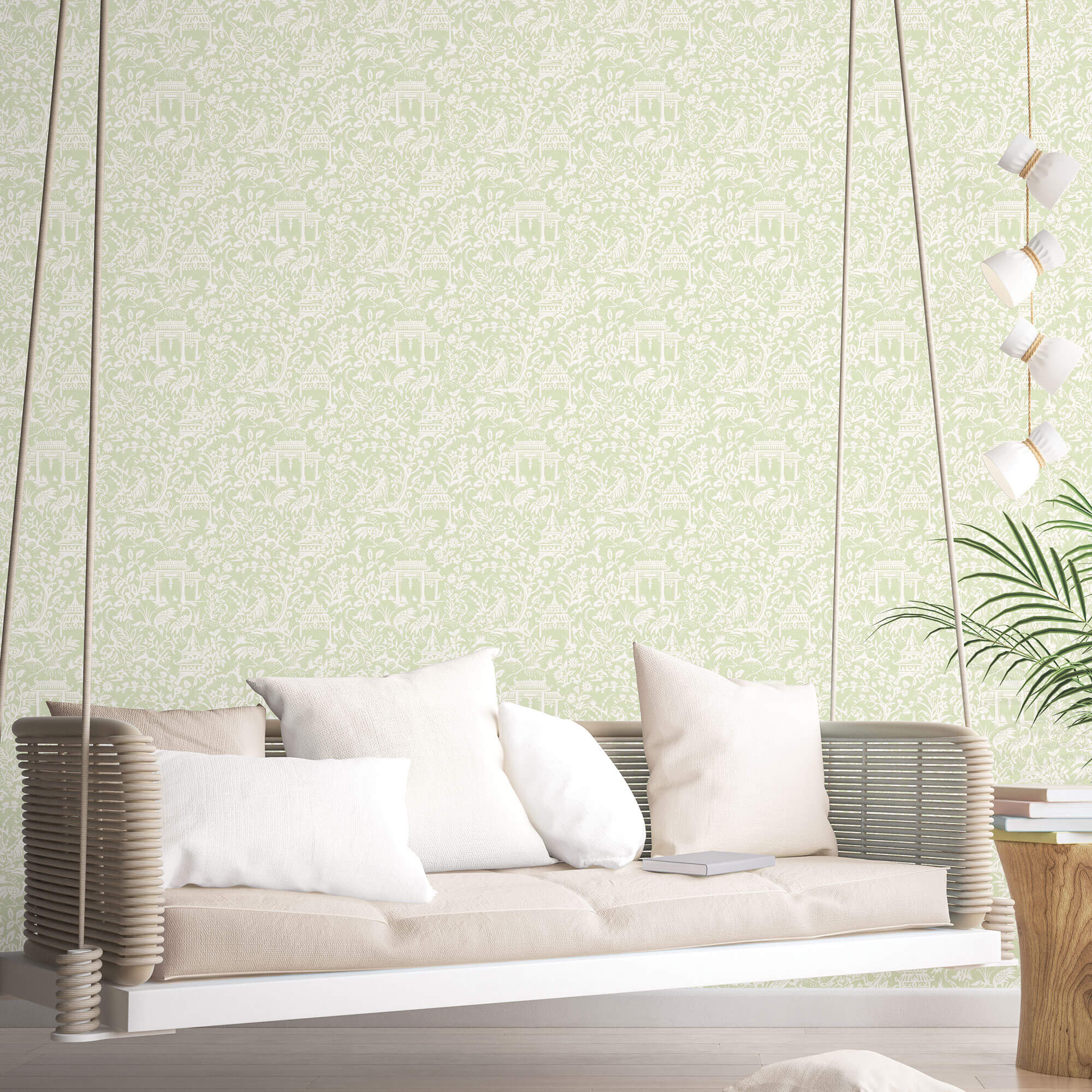 Garden Toile Green Wallpaper from the Secret Garden Collection