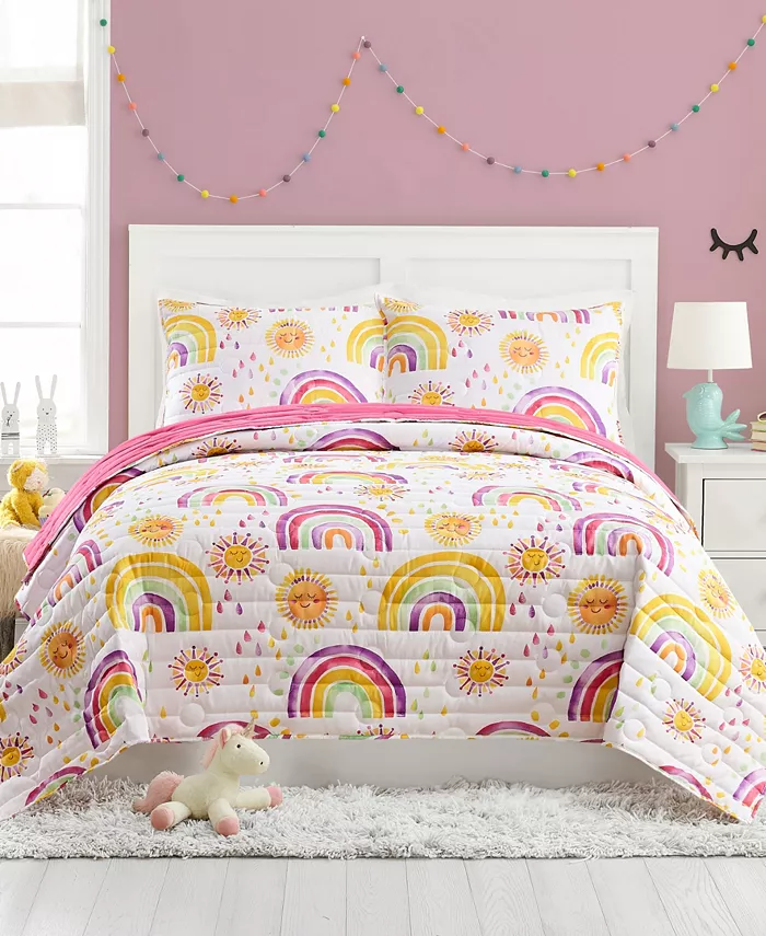 Urban Playground Rainbows and Suns 2 Piece Quilt Set， Twin