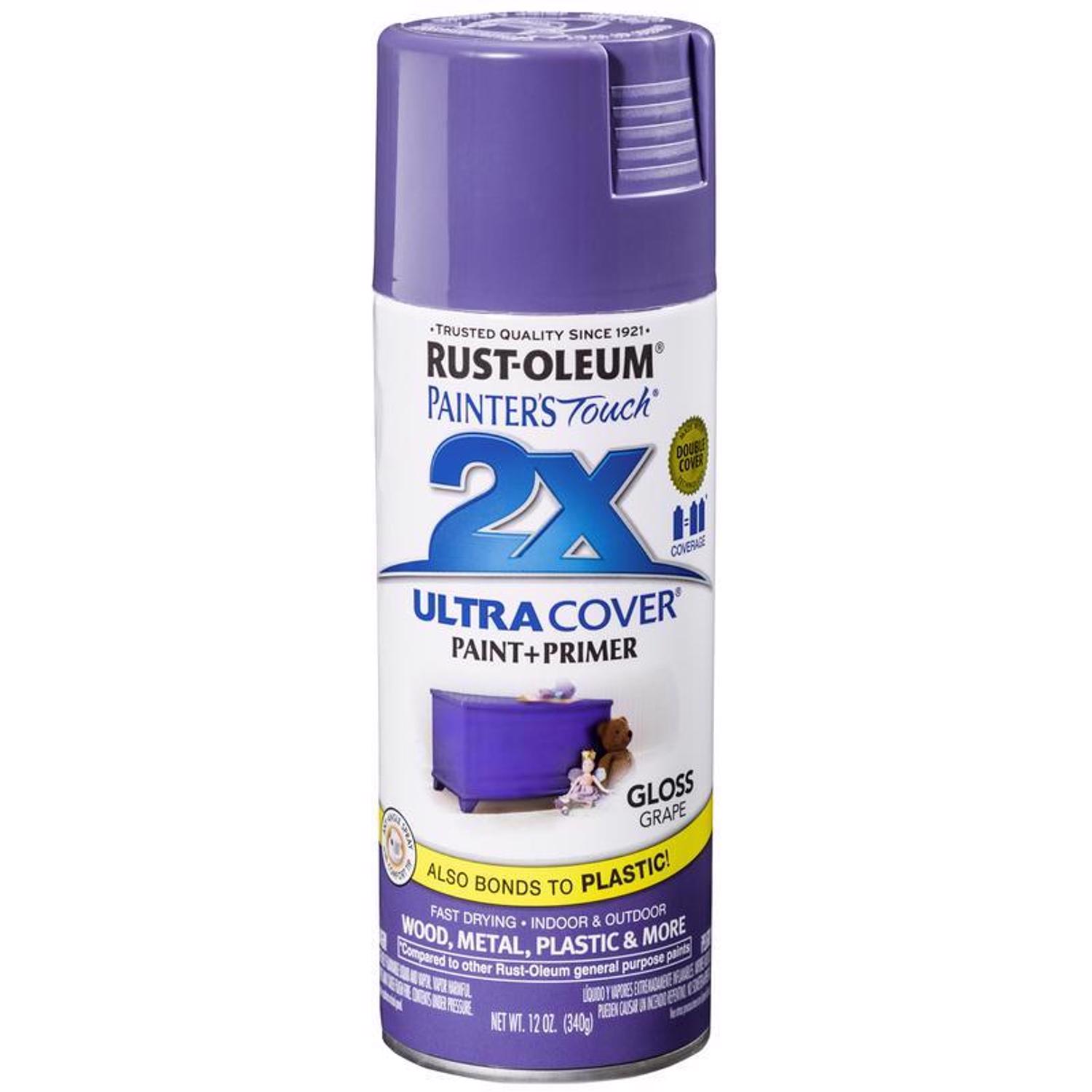 Rust-Oleum Painter\u0027s Touch 2X Ultra Cover Gloss Grape Paint+Primer Spray Paint 12 oz