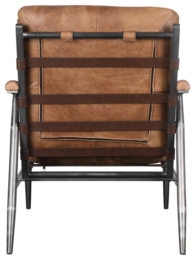 Shubert Accent Chair Open Road Brown Leather   Midcentury   Armchairs And Accent Chairs   by Moe  x27s Home Collection  Houzz