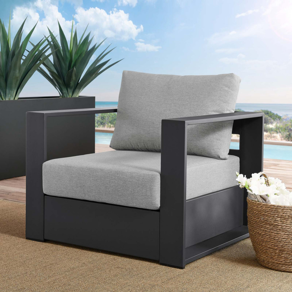 Modway Tahoe outdoor Patio Powder Coated Aluminum Armchair   Transitional   Outdoor Lounge Chairs   by Homesquare  Houzz