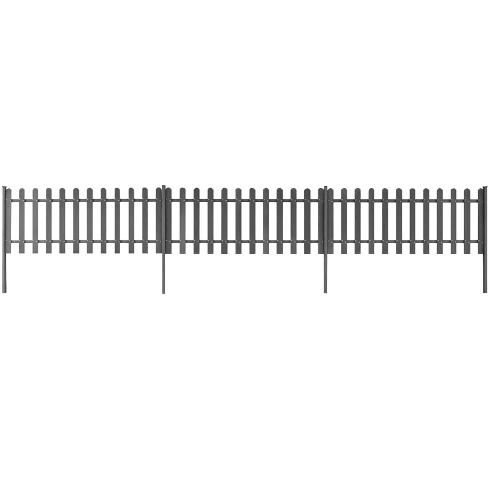 ikayaa Picket Fence with Posts 3 pcs WPC 236.2"x23.6"