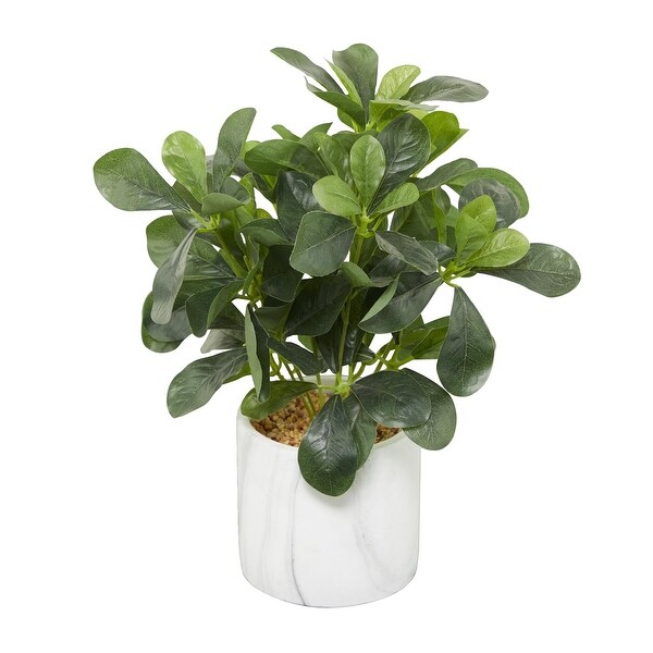 The Novogratz Green Faux Foliage Eucalyptus Artificial Plant with Realistic Leaves and White Marble Pot