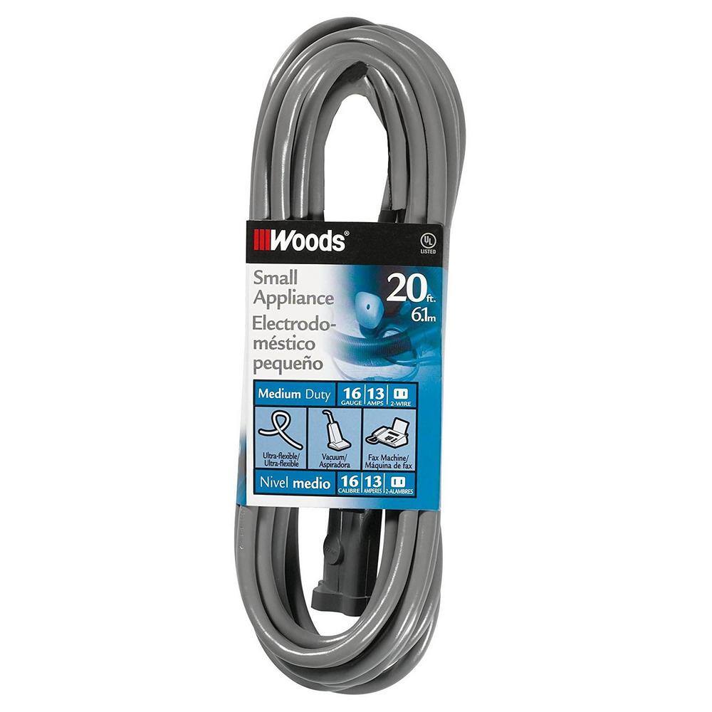 Woods 20 ft. 162 SVT Small Appliance Extension Cord Gray 990547