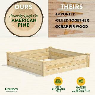 Greenes Fence 4 ft. x 4 ft. x 10.5 in. Original Pine Raised Garden Bed RCP4T12B