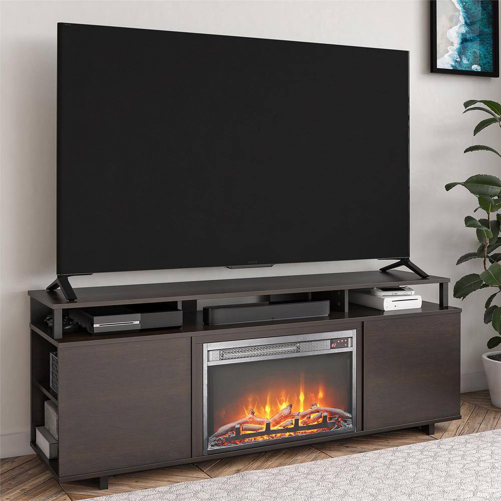 Ameriwood Home Scepter 59.41 in. Freestanding Electric Fireplace TV Stand in Espresso Fits TV's upto 65 in. HD91811