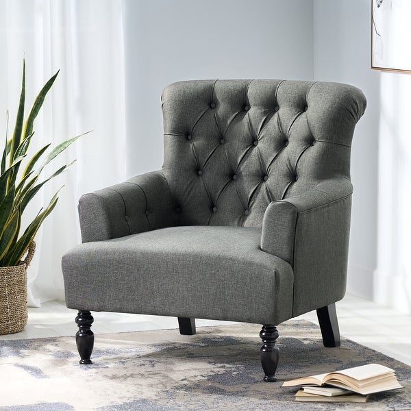 Bernstein Tufted Club Armchair w/ Rolled Backrest by Christopher Knight Home