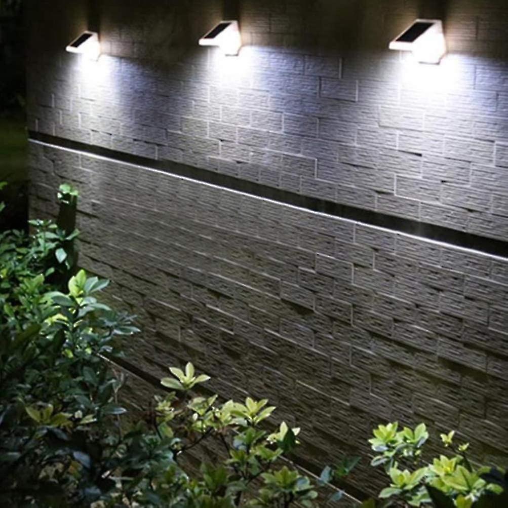 2 Pieces Solar Fence Post Light Triangle Outdoor Waterproof 4 Led Safety Lights For Terrace Stairs G