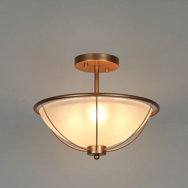 Modern Gold 3-Light Glass Semi-Flush Ceiling Mount Light with Bowl Shape - 13 D x 11 H