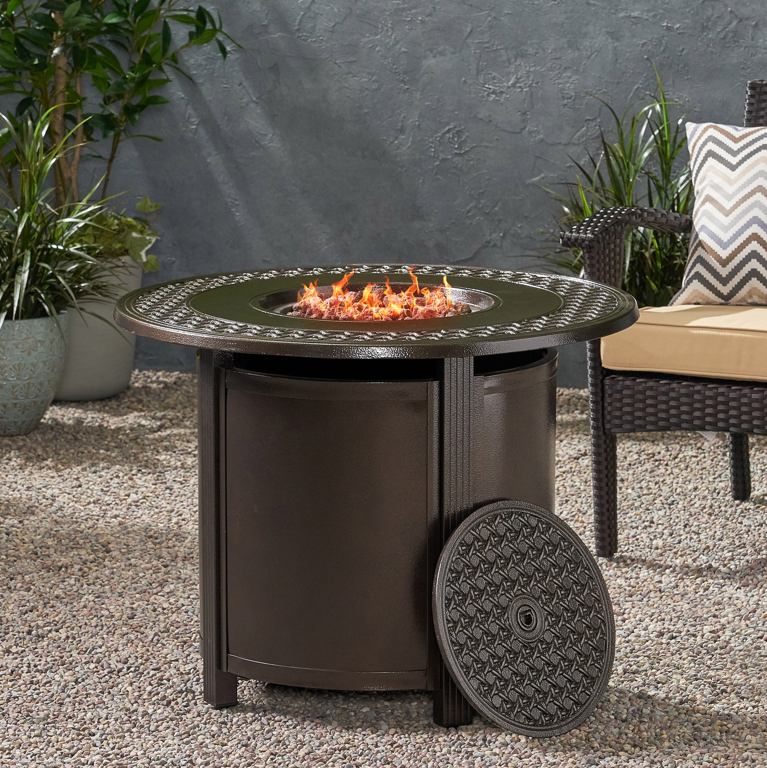 Maycol Round Aluminum Propane Fire Pit Table