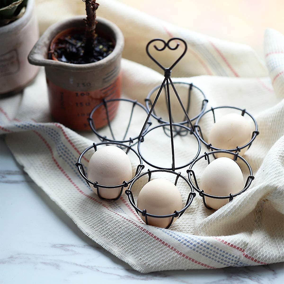 Egg Box Metal Wire Tray For 6 Eggs，easter(matte Antique Black)