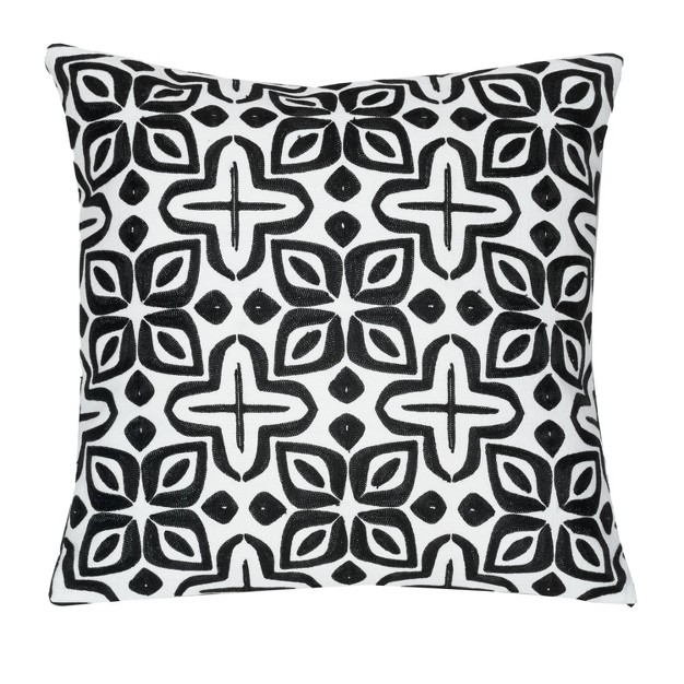 Beauty Embroidered Decorative Pillow White black Rochelle Porter