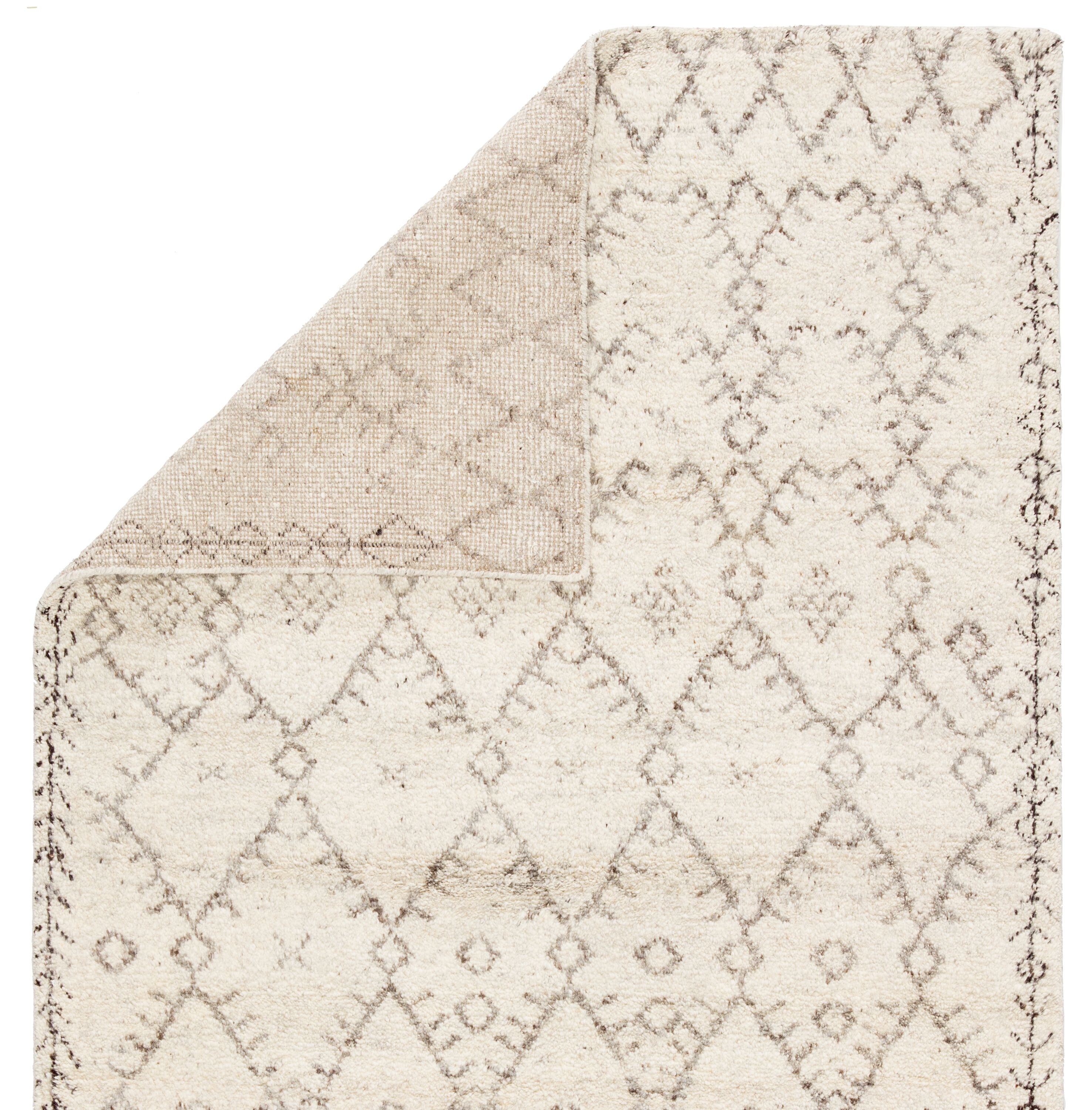 Zola Hand-Knotted Geometric Ivory & Brown Area Rug