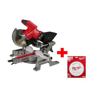 MW M18 FUEL 18V Lithium-Ion Brushless Cordless 7-14 in. Dual Bevel Sliding Compound Miter Saw Kit with Extra Blade 2733-21- 48-40-0726