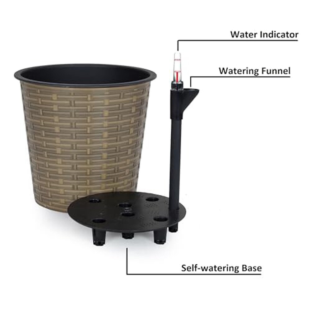 13.4 inch Self watering Wicker Round Decor Planter