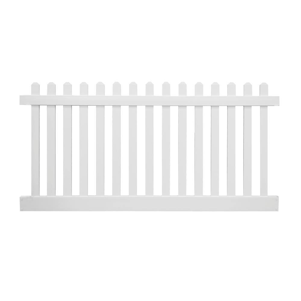 Weatherables Plymouth 3 ft. H x 8 ft. W White Vinyl Picket Fence Panel Kit PWPI-3R5.5-3X8