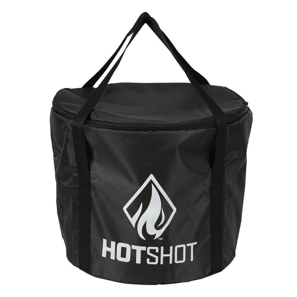 HotShot Traveler Portable Low Smoke 15 in. Round Wood-Burning Fire Pit in Denali Black with Carry Bag 52557