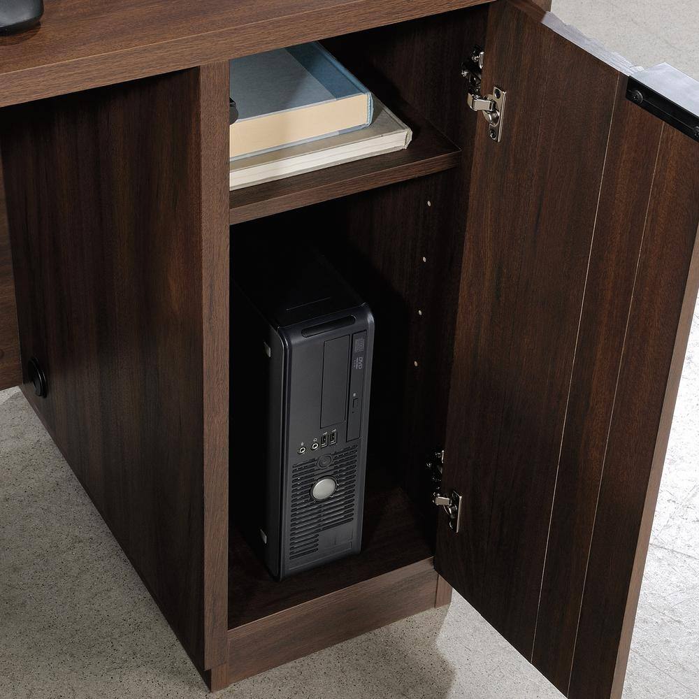 WORKSENSE Palo Alto 59.134 in. L-Shaped Spiced Mahogany Commercial Computer Desk with File Storage 427793