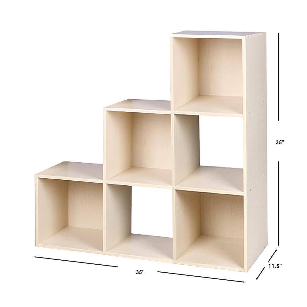 Home Basics Open and Enclosed Tiered 6 MDF Cube Organizer Oak HDC95103