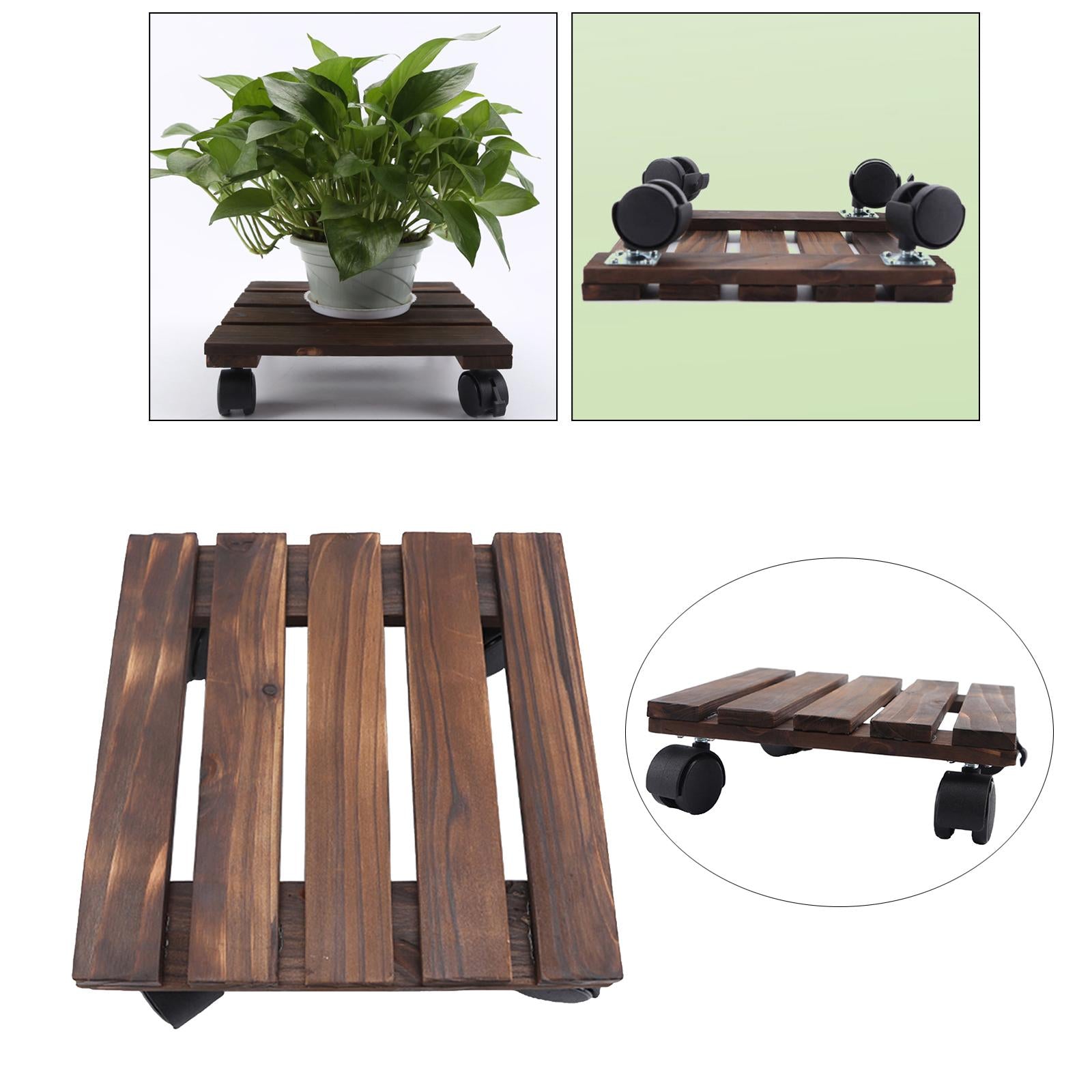 Square Planter Trolley Lockable Rollers Outdoor Indo Flower 40x40cm