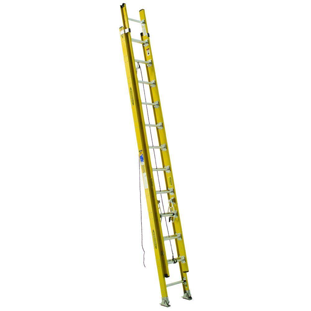 Werner 24 ft. Fiberglass D-Rung Extension Ladder with 375 lbs. Load Capacity Type IAA Duty Rating D7124-2