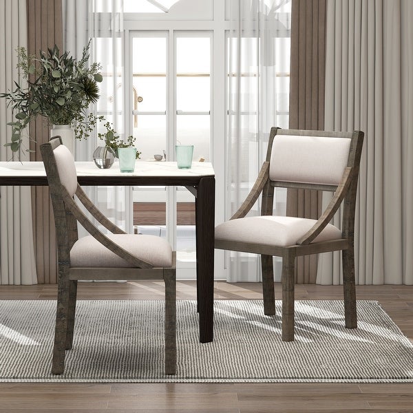 Nestfair Upholstered Dining Chairs with Solid Wood Legs(Set of 2)