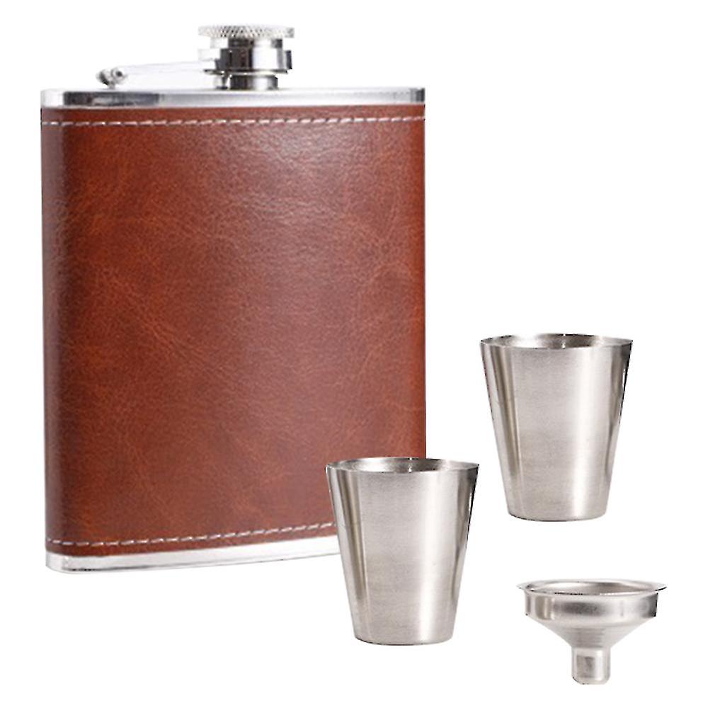 Hip Flask Gift Set， Hip Flasks For Liquor For Men With Leather Cover