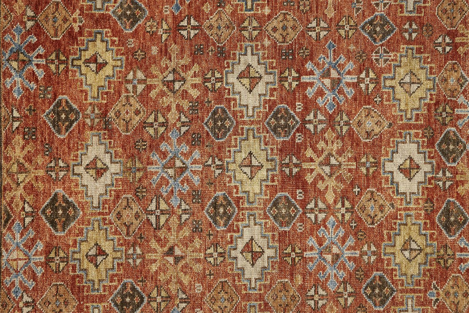 Irie Hand Knotted Rust and Blue Rug by BD Fine