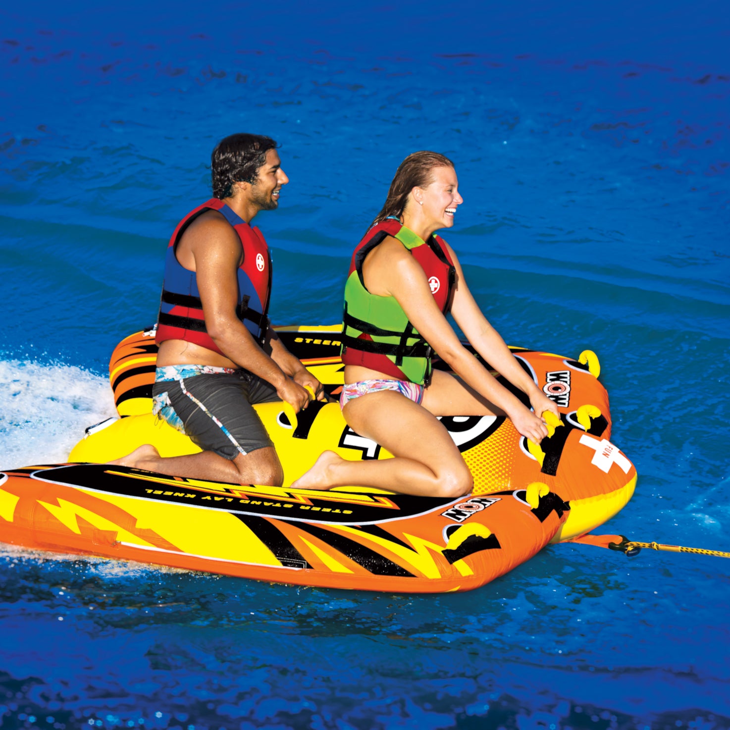 WOW Watersports 16-1040 Bolt 1-4 Person Rider Towable Boating Water Tube， Orange