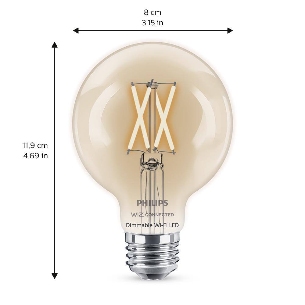 Philips Soft White G25 LED 40-Watt Equivalent Dimmable Smart Wi-Fi Wiz Connected Wireless Light Bulb (4-Pack) 555532