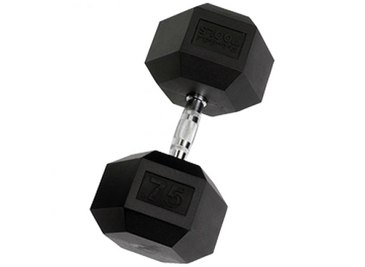 Body-Solid 75 lb Rubber Hex Dumbbell (Each)