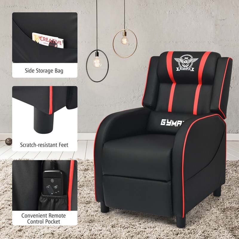 Massage Gaming Recliner Chair with Footrest, Racing Style Gaming Sofa, Lounge Sofa, PU Leather Single Sofa, Home Theater Seat