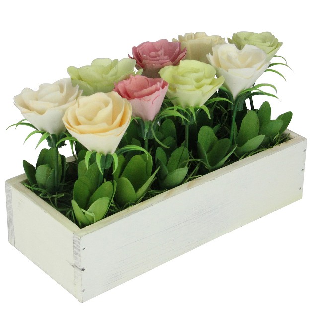 White pink Artificial Flowers In Spring Planter