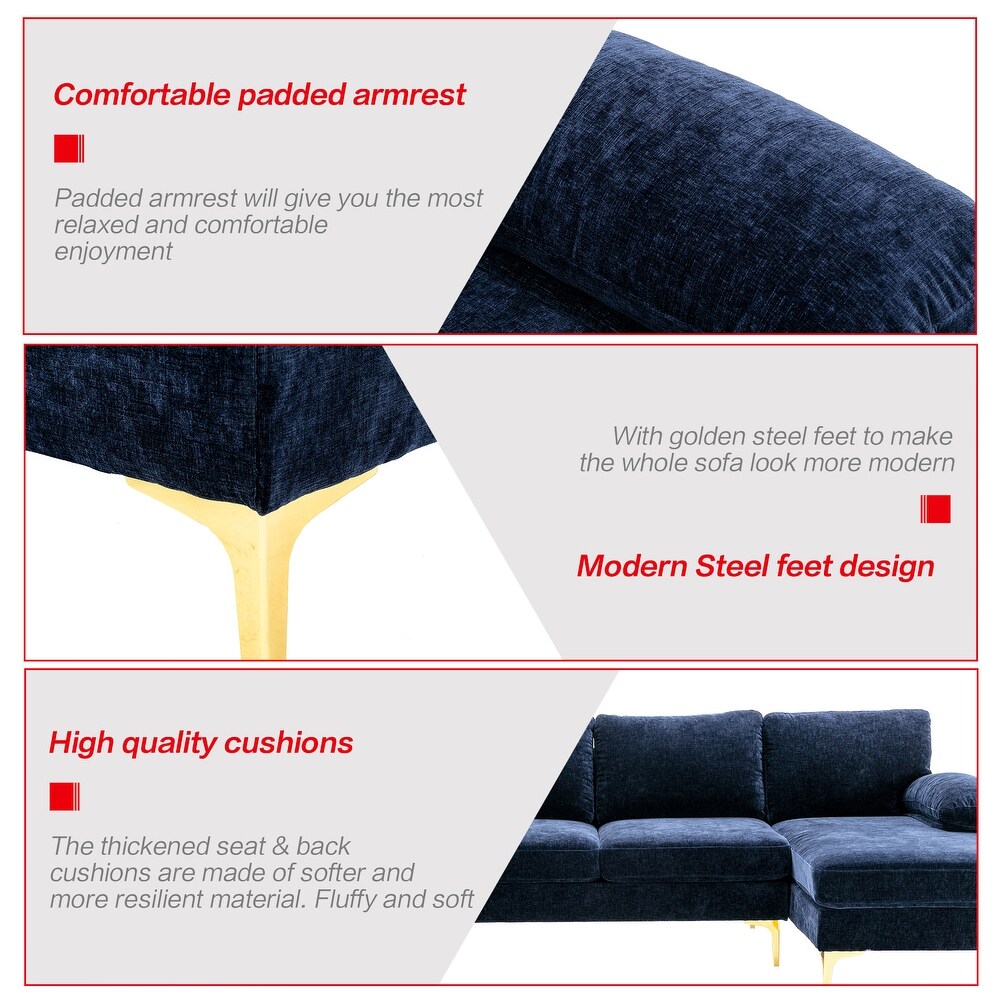 Polyester Upholstered U shaped Stationary Sectional Sofa With Wood Legs