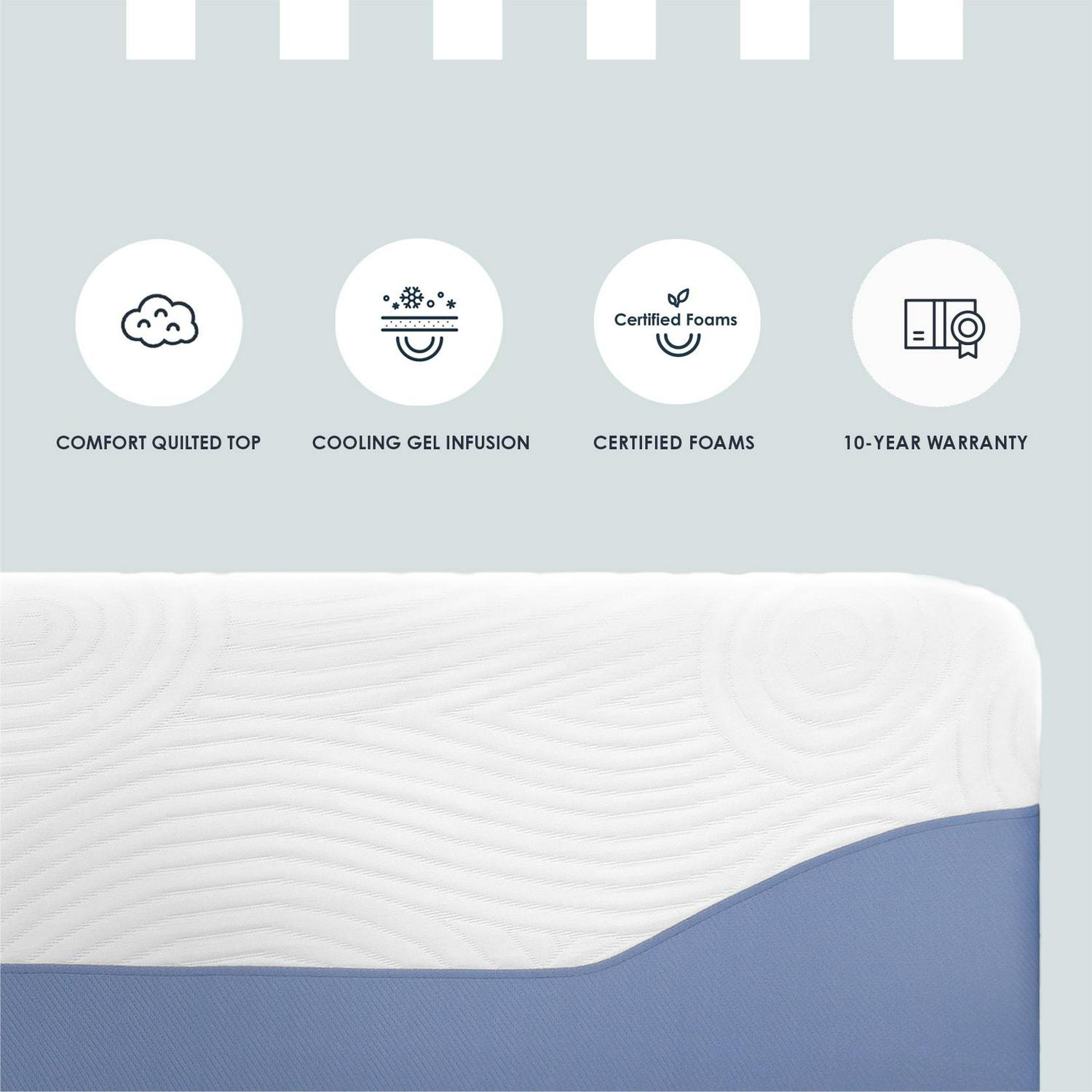 Mellow  10 Gel Memory Foam Mattress， Full