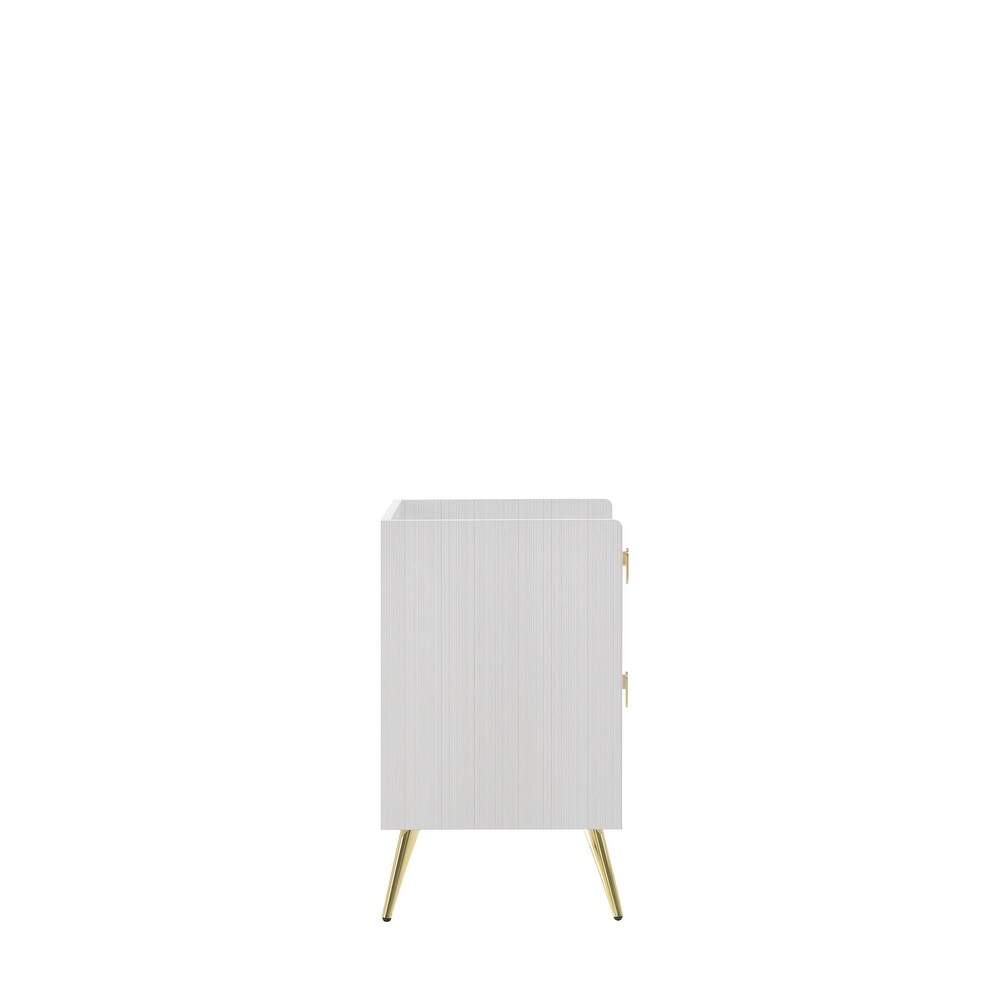 White Finish Nightstand   Composite  Veneer  Metal  Contemporary Style  Assembly Required