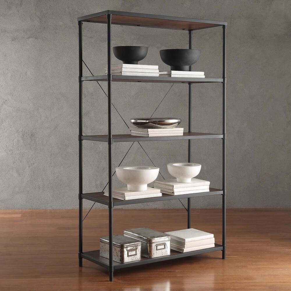 Harrison Industrial Rustic Pipe Frame Shelf Media Tower by iNSPIRE Q Classic